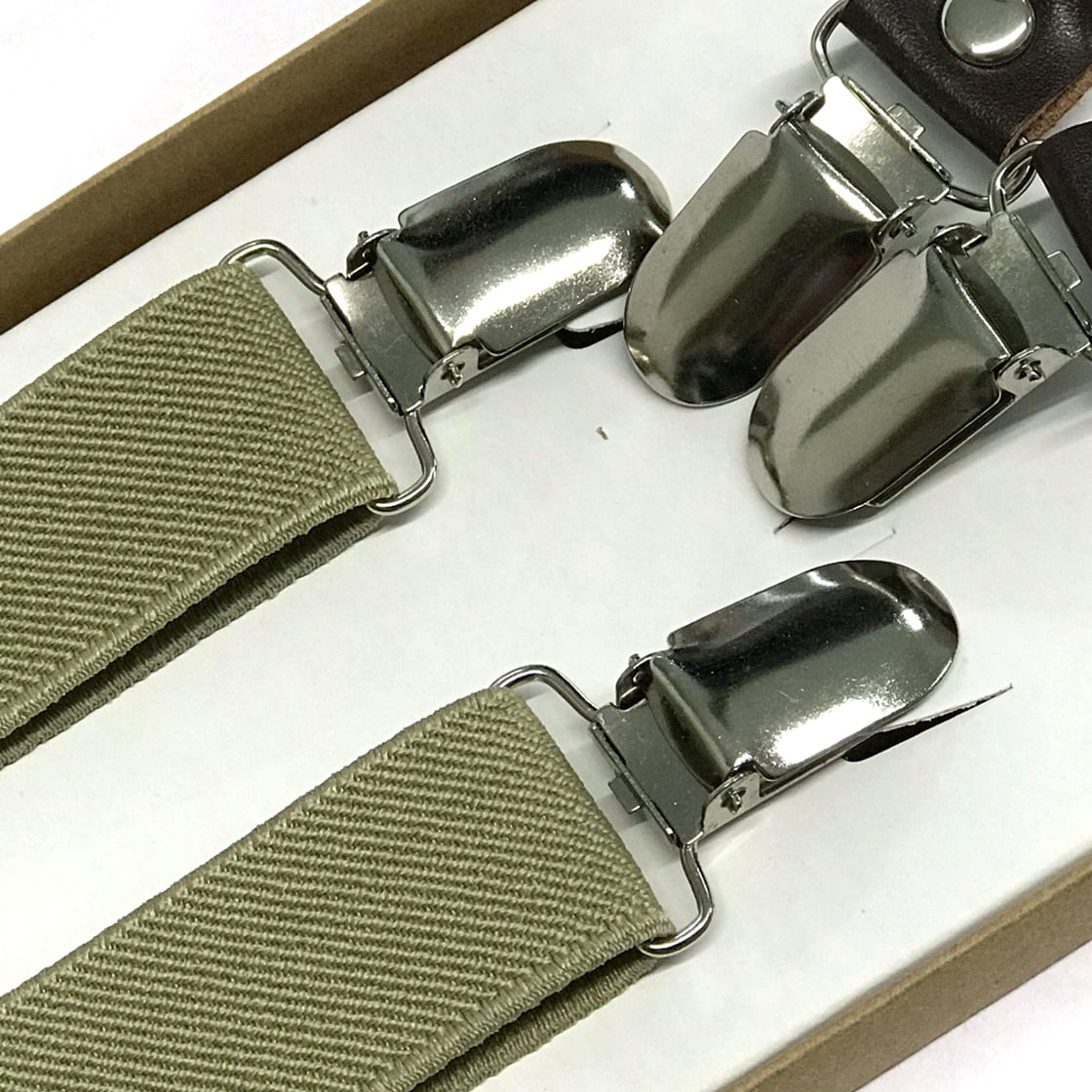 Suspensório Infantil Bege De Elástico Desenho Liso