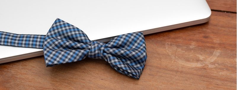 Gravataborboletaempoliesterxadrezcinzaepretocomdetalhesemazulebranco