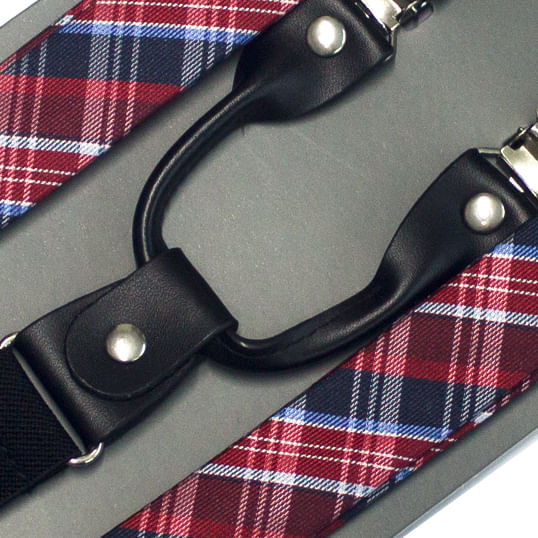 Suspensório Xadrez Tons De Azul, Vinho, Vermelho, Branco