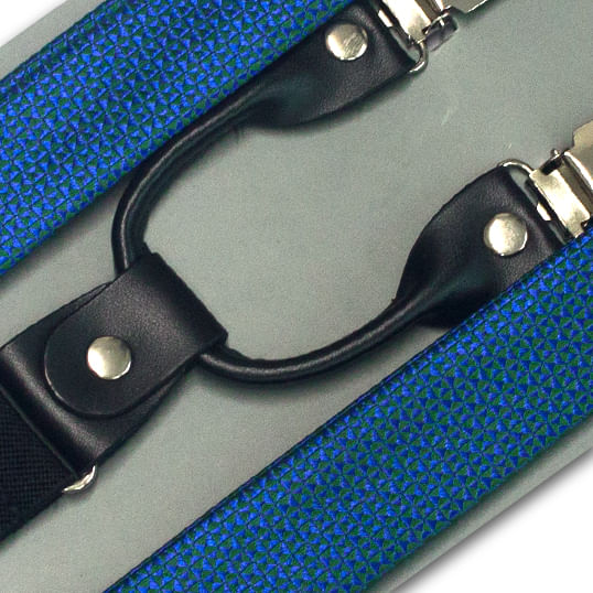 Suspensório Com Desenhos Geometricos Azul E Verde