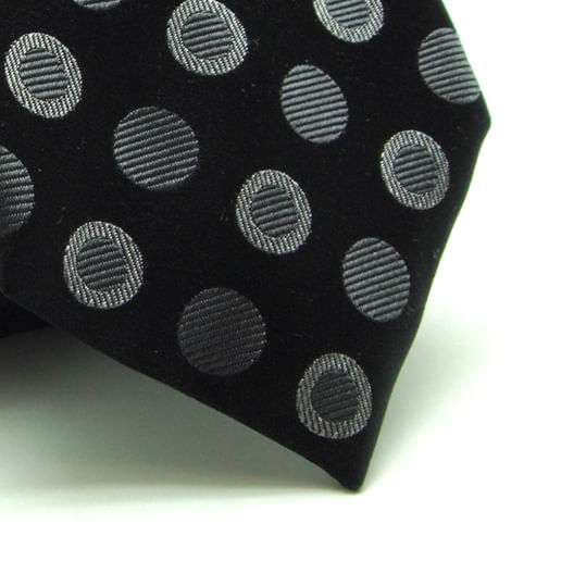 GRAVATA  JACQUARD SEDA 8 CM DESENHO DE CIRCULO CINZA