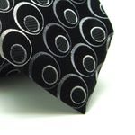 Gravata-de-seda-estampada-preta-com-multiplas-bolas-Camelo