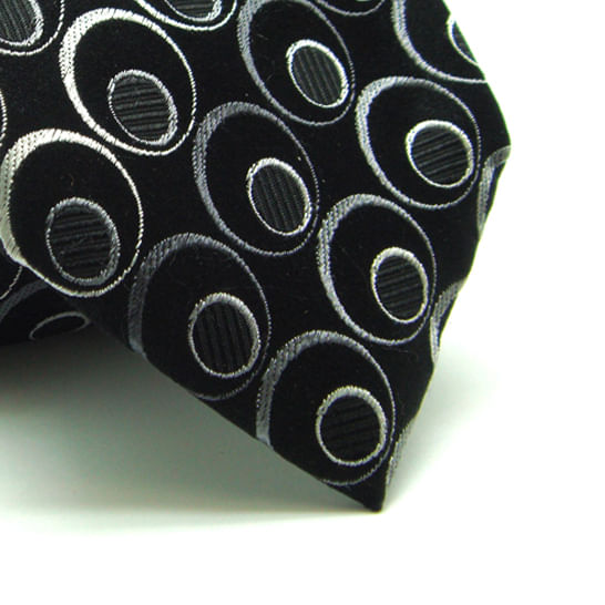 GRAVATA  JACQUARD SEDA 8CM DESENHOS GEOMETRICOS PRATA