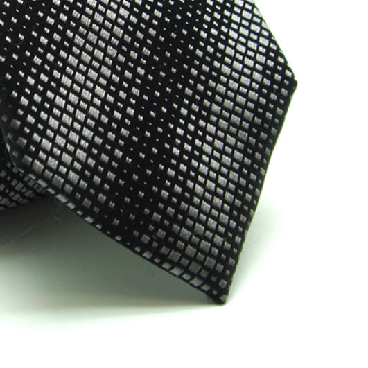 Gravata Seda Losangos Em Preto E Cinza