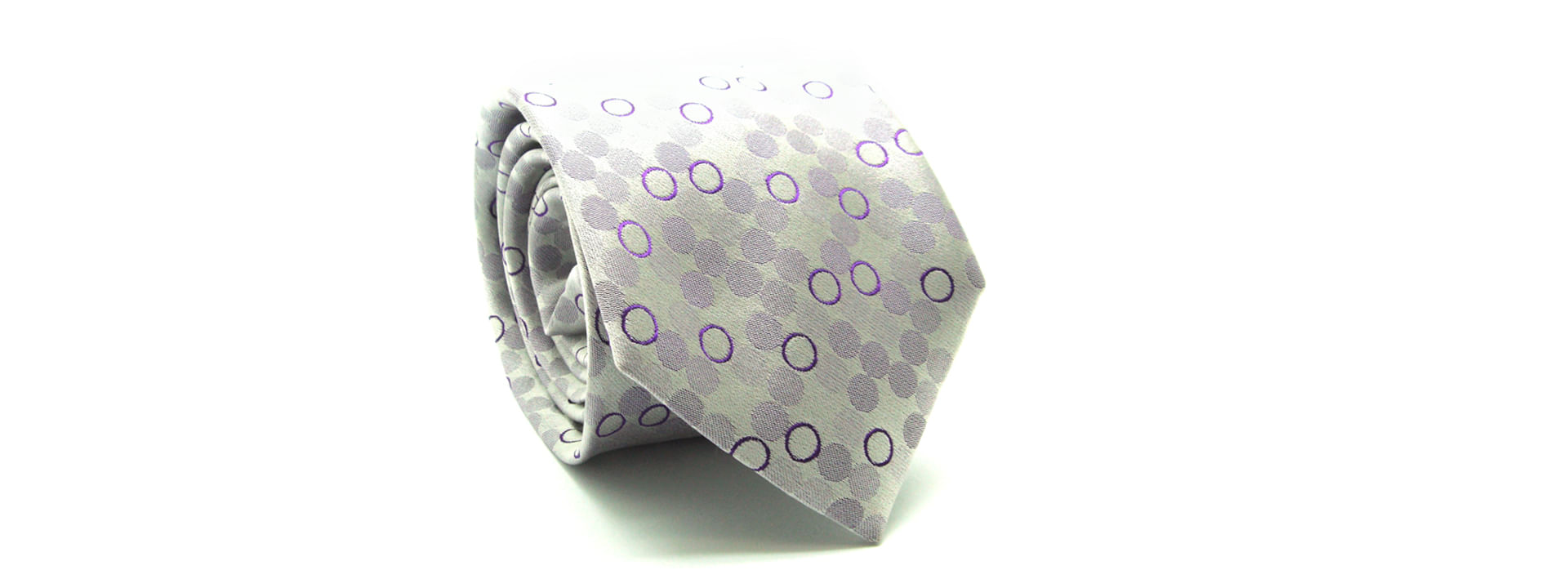 GRAVATA  JACQUARD TRADICIONAL 8CM SEDA DESENHOS DE CIRCULOS LILAS - Hover