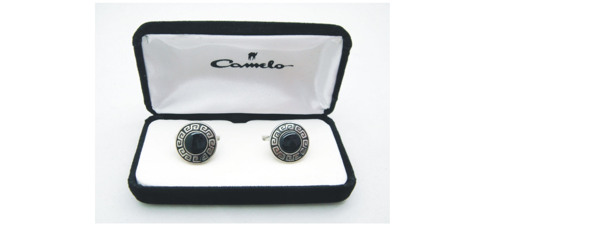 Abotoadura Redonda Prata Com Bola Preta