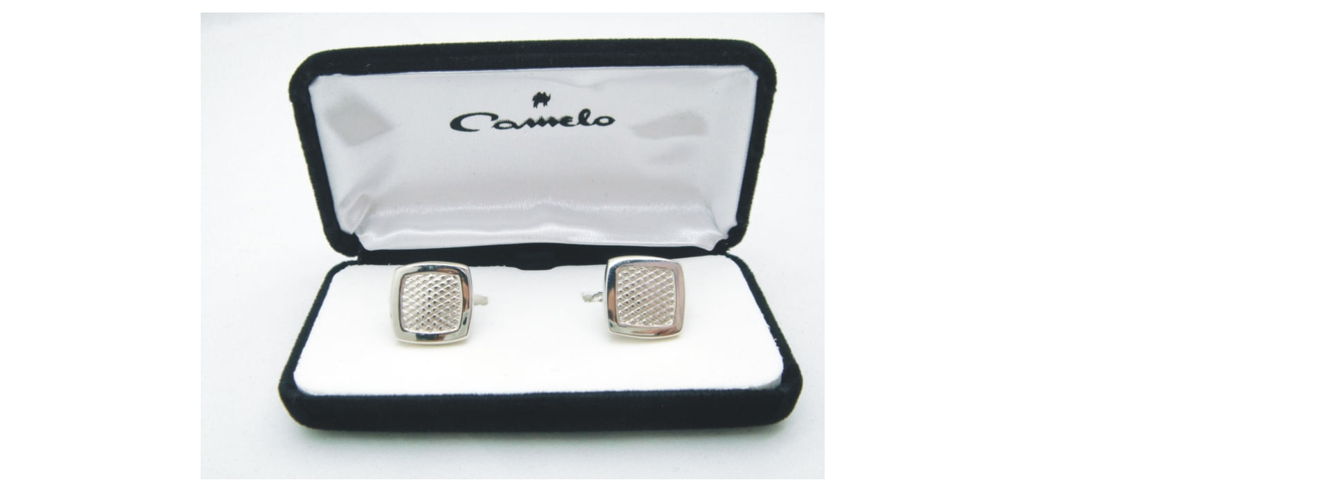 Abotoadura Quadrada Prata Com Centro Cestavado