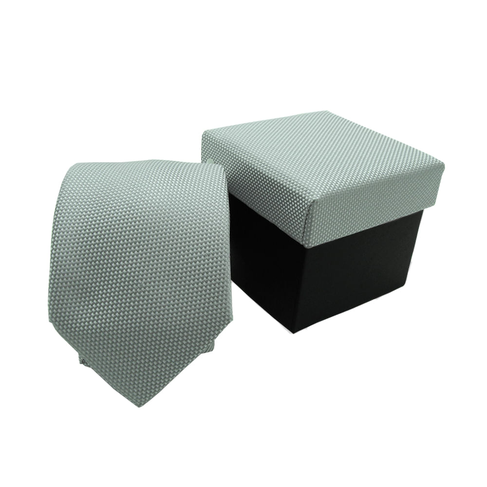 Gravata Tradicional Jacquard Em Poliéster Com Caixinha