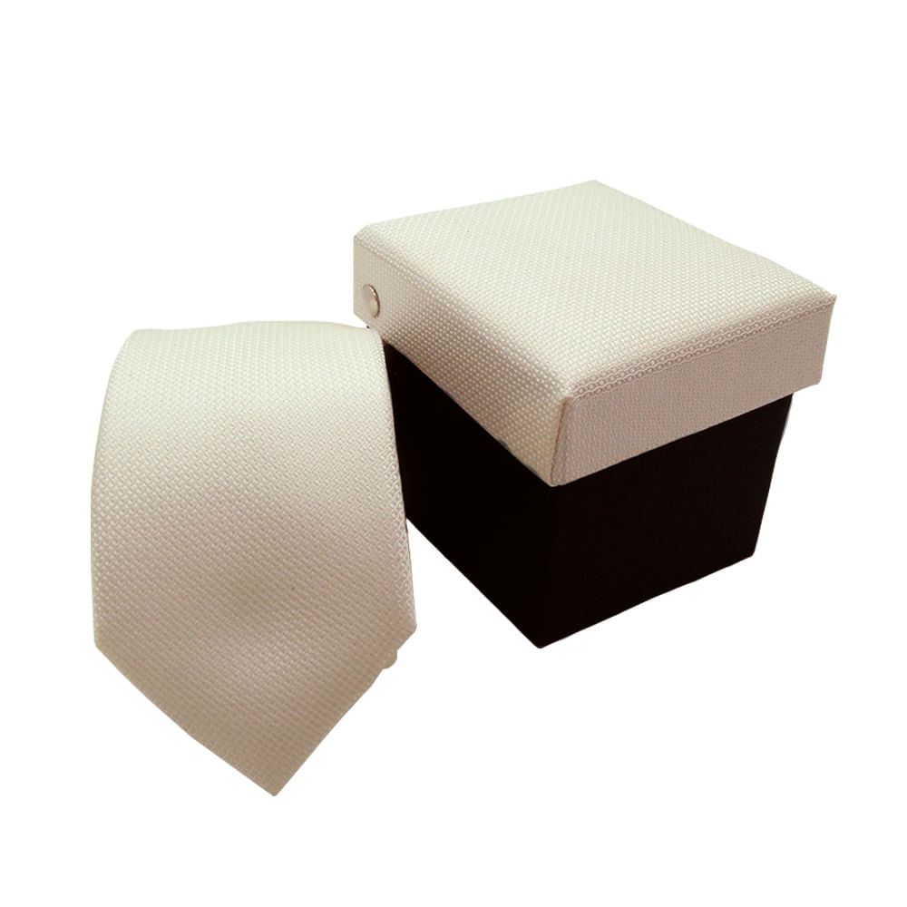 Gravata Slim Jacquard Em Poliéster Com Caixinha