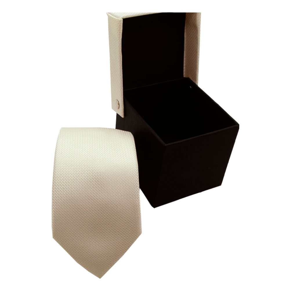 Gravata Slim Jacquard Em Poliéster Com Caixinha - Hover