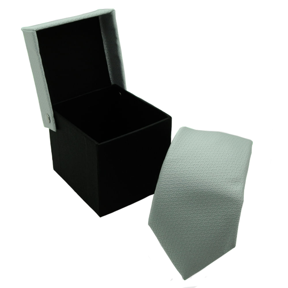 Gravata Slim Jacquard Em Poliéster Com Caixinha - Hover