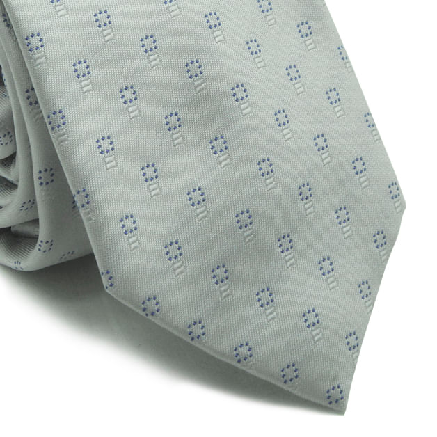 Gravata Tradicional Em Poliéster Cinza Com Detalhes