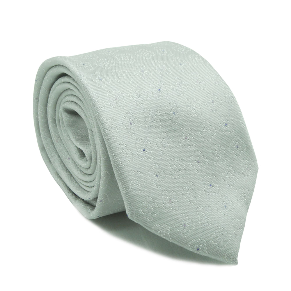 Gravata Tradicional Em Poliéster Cinza Com Detalhes Na Trama - Hover