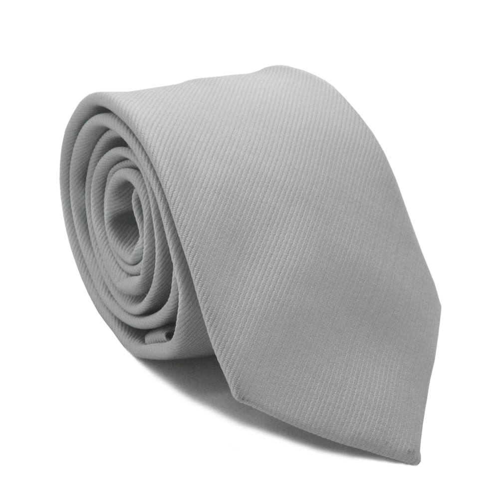 Gravata Tradicional Em Poliéster Cinza - Hover