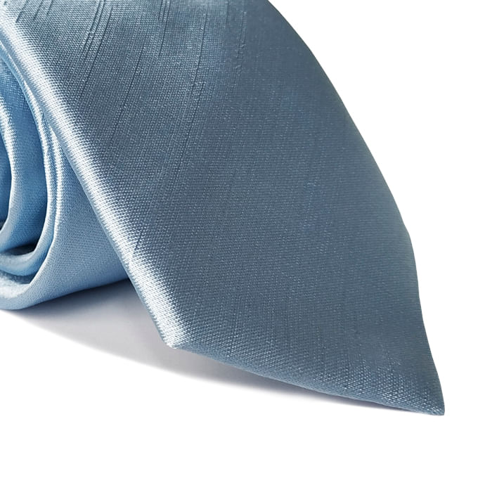 Gravata Cerimonial Tradicional Shantung Lisa Azul Bebê