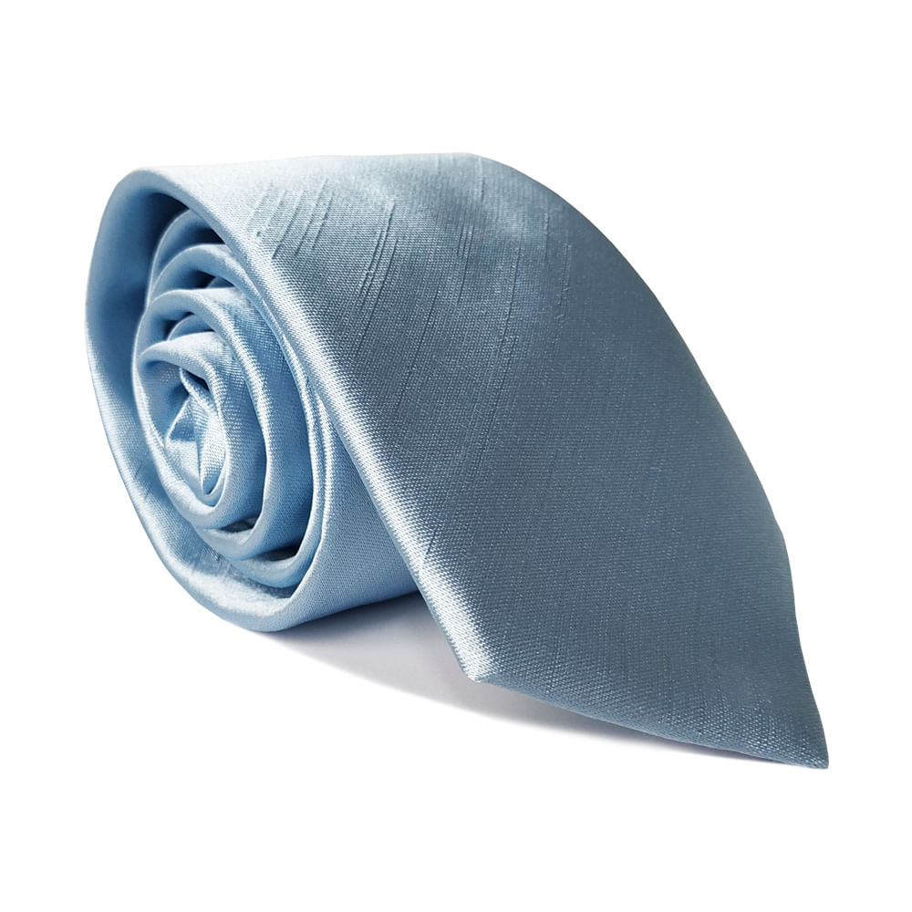 Gravata Cerimonial Tradicional Shantung Lisa Azul Bebê - Hover
