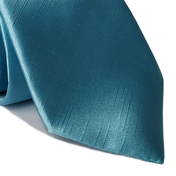 Gravata Cerimonial Tradicional Shantung Lisa Azul Tiffany