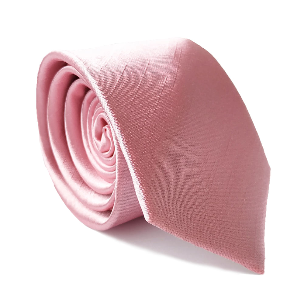 Gravata Cerimonial Tradicional Cetim Lisa Rosa - Hover