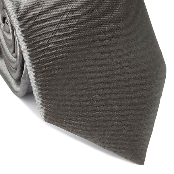 Gravata Tradicional Cerimonial Shantung Cinza Prateado Falso Liso