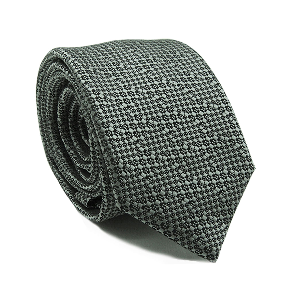 Gravata Jacquard Poliéster Premium Slim Cinza - Hover