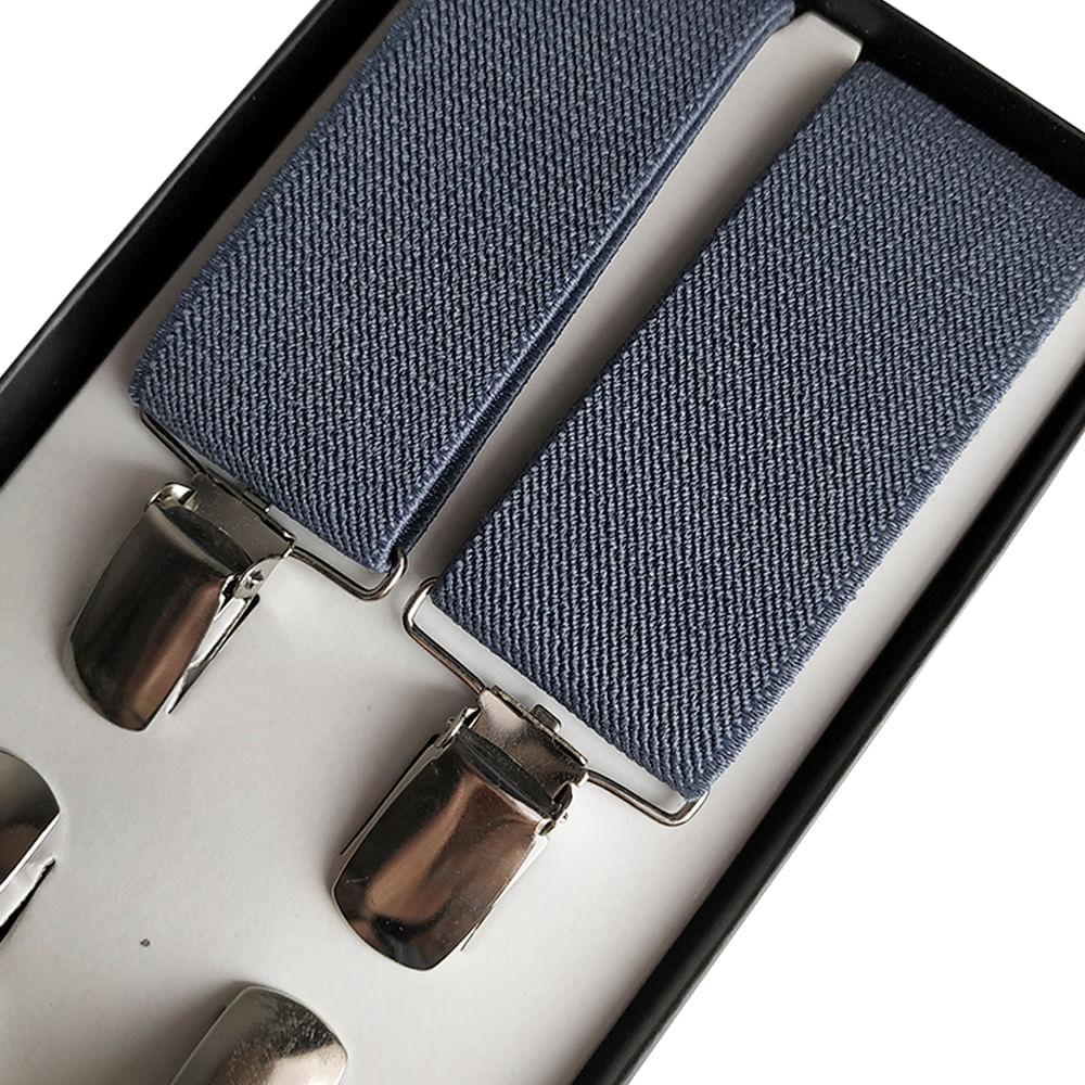 Suspensório  azul fosco liso