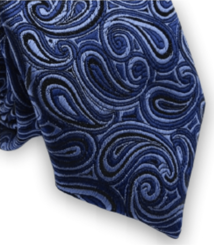 Gravata Slim Cashmere Azul Com Detalhes Em Azul Claro