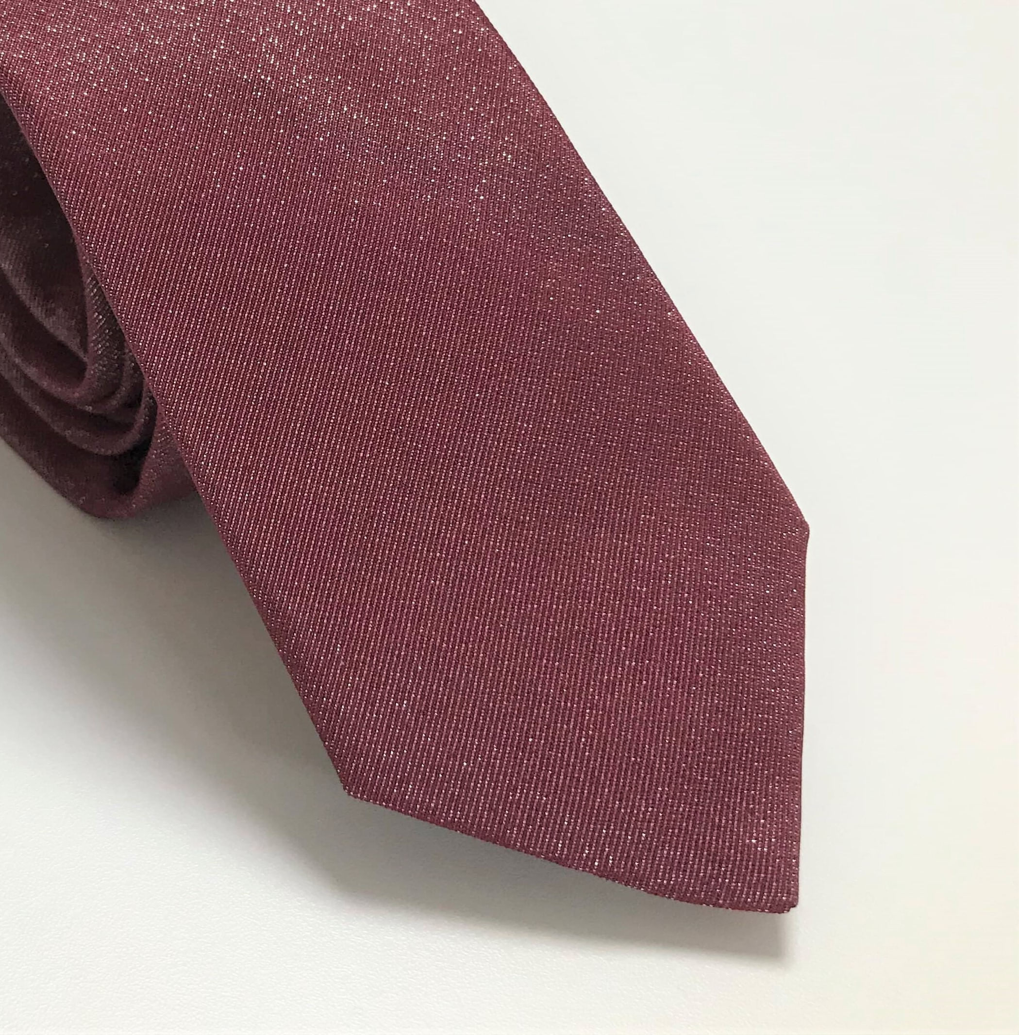 Gravata Slim  Jacquard Premium Poliester Marsala Metalizada