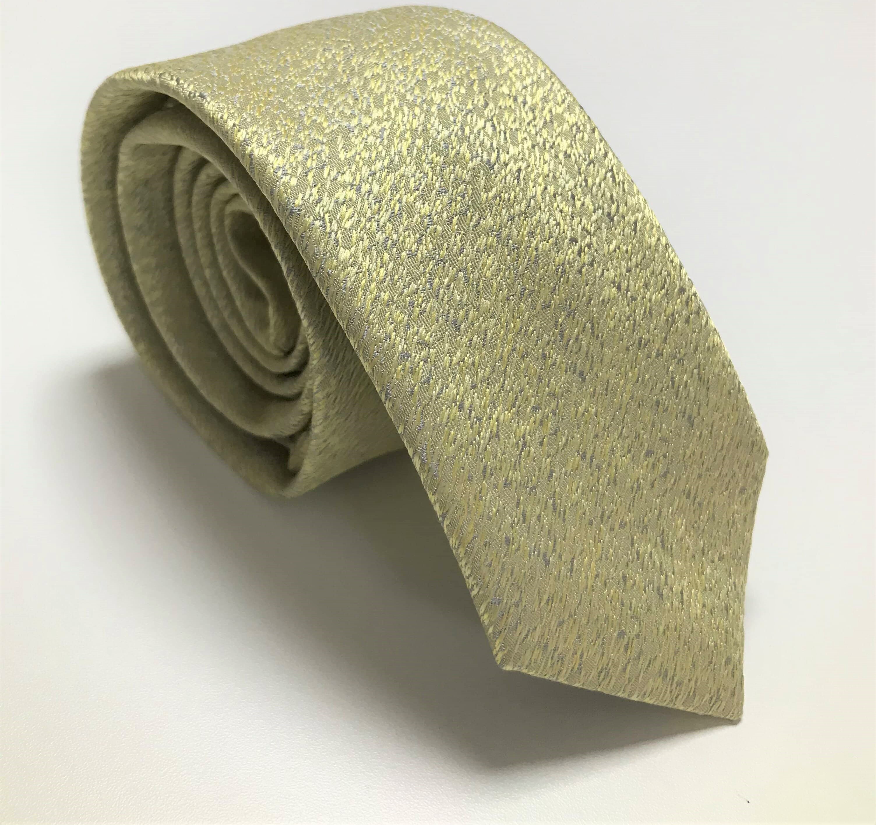 Gravata Slim Jacquard Premium Poliester Amarela Mescla - Hover