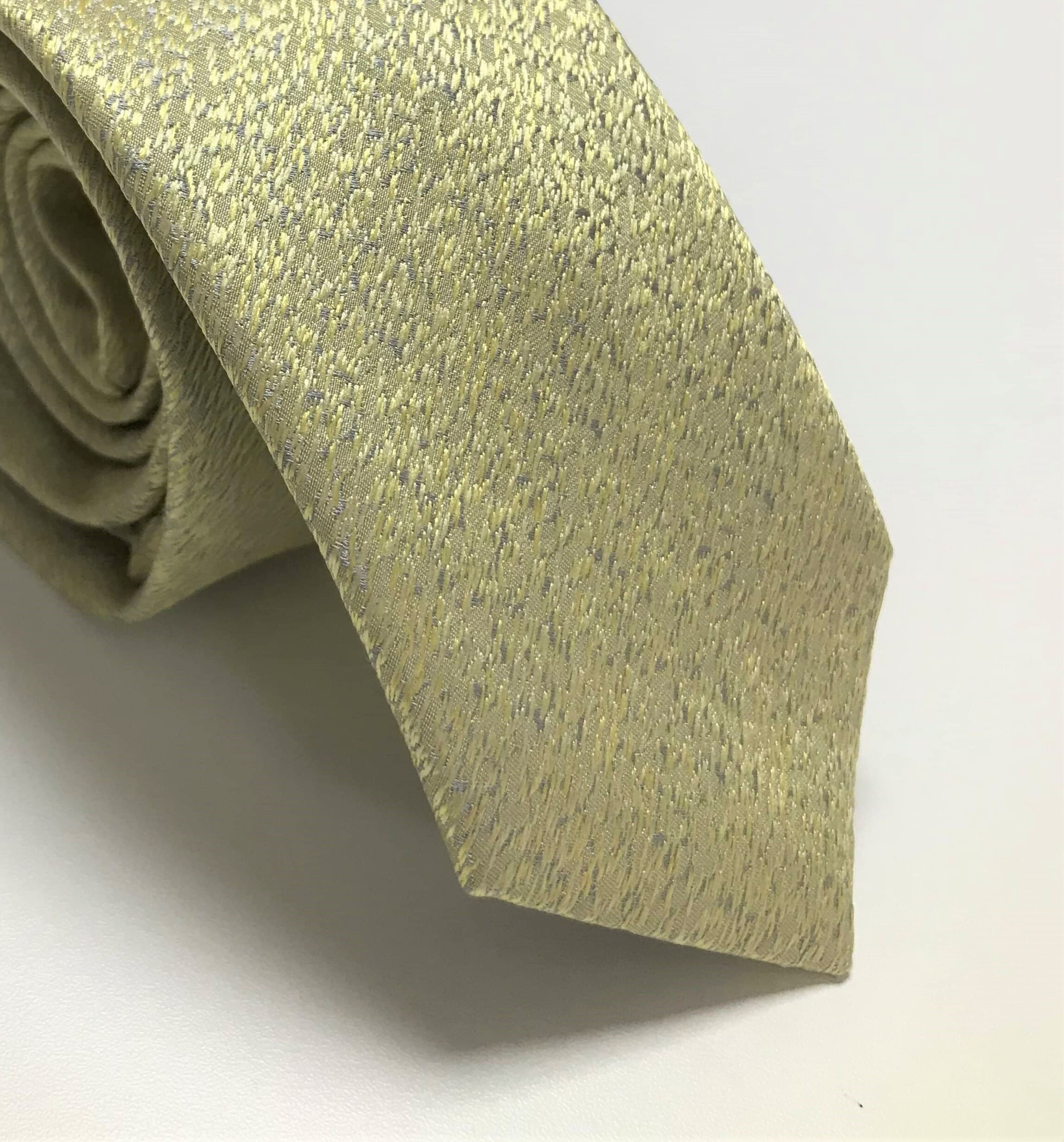 Gravata Slim Jacquard Premium Poliester Amarela Mescla