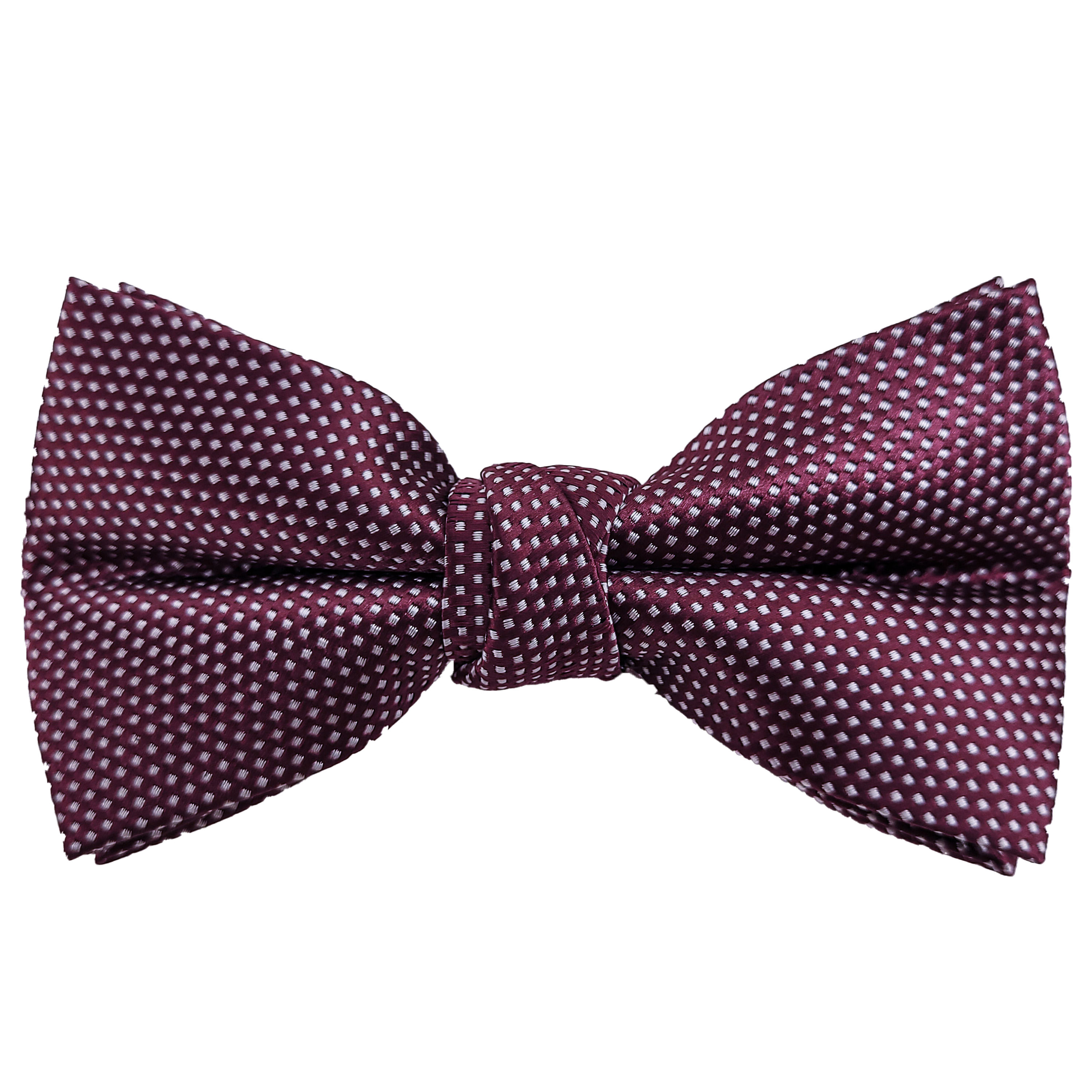 Gravata Borboleta Vinho Com Detalhes Branco - Hover