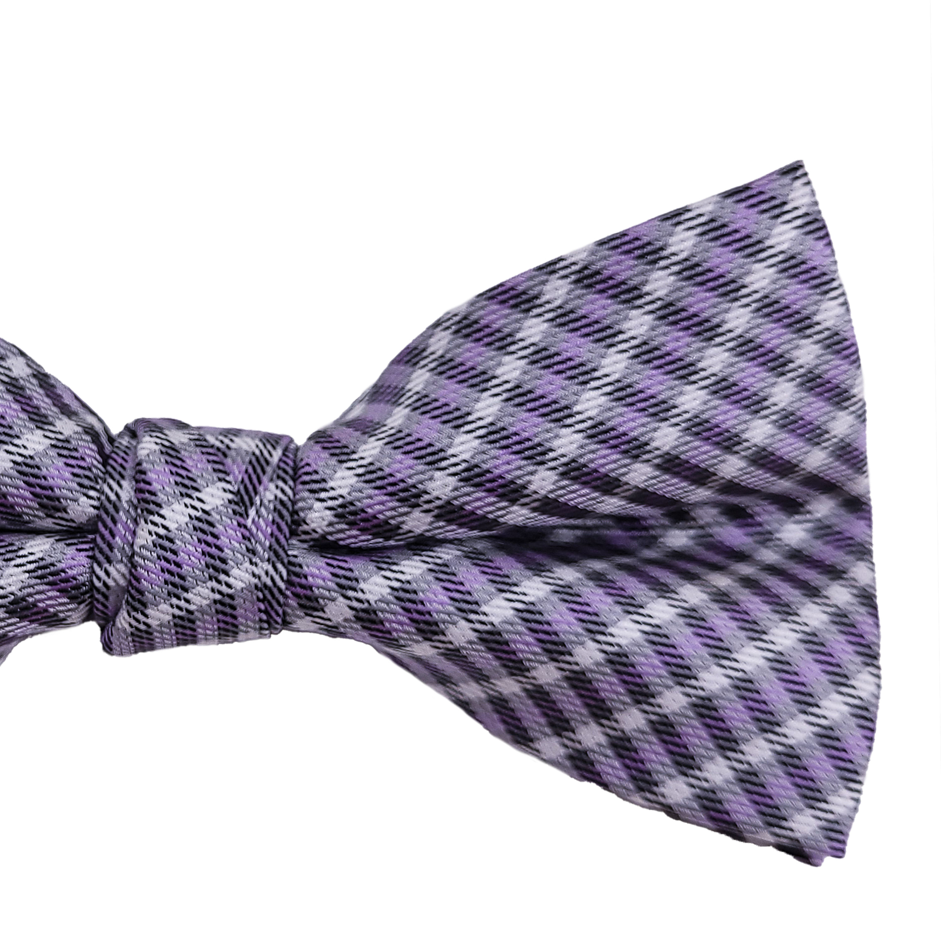 Gravata Borboleta Xadrez Lilas Com Cinza