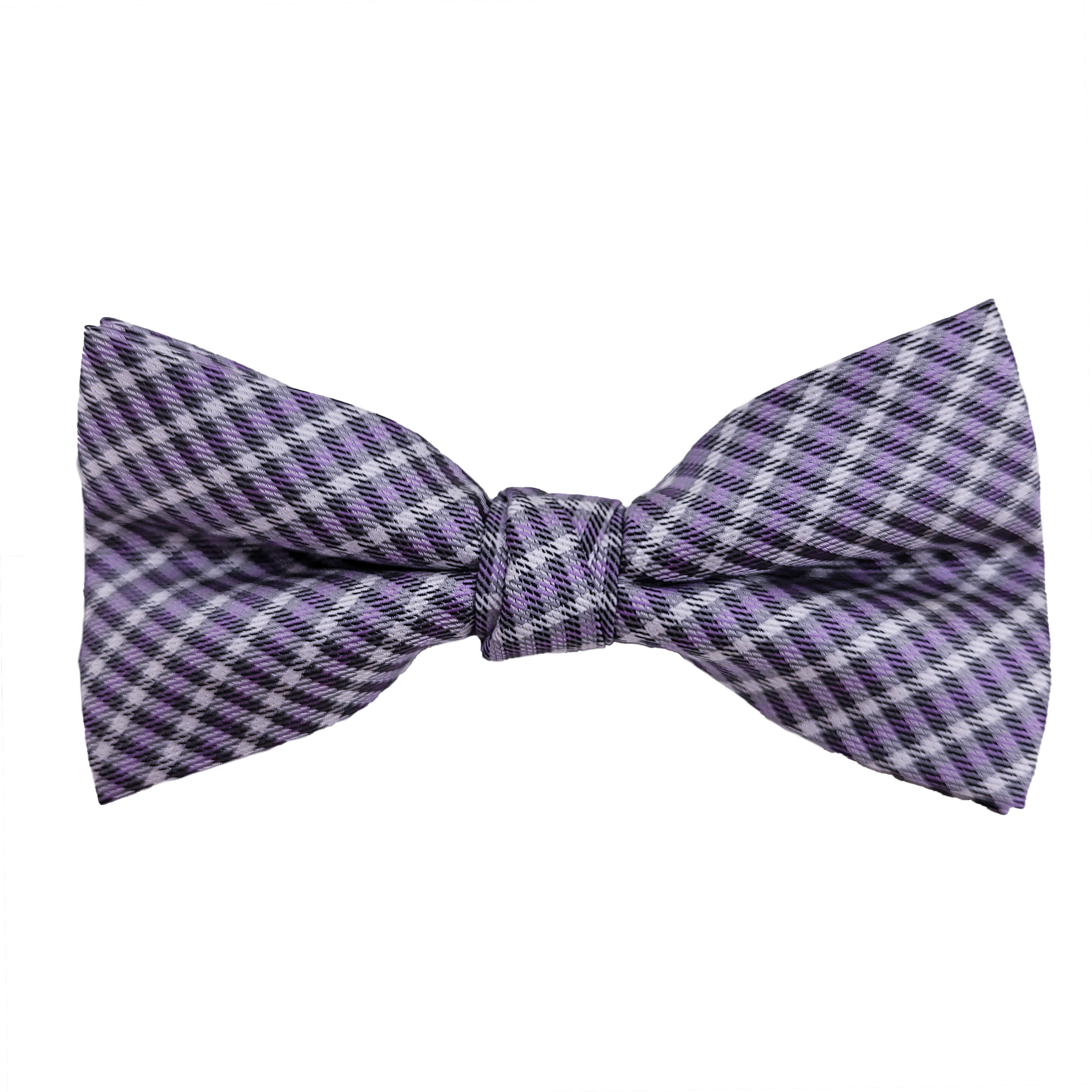 Gravata Borboleta Xadrez Lilas Com Cinza - Hover