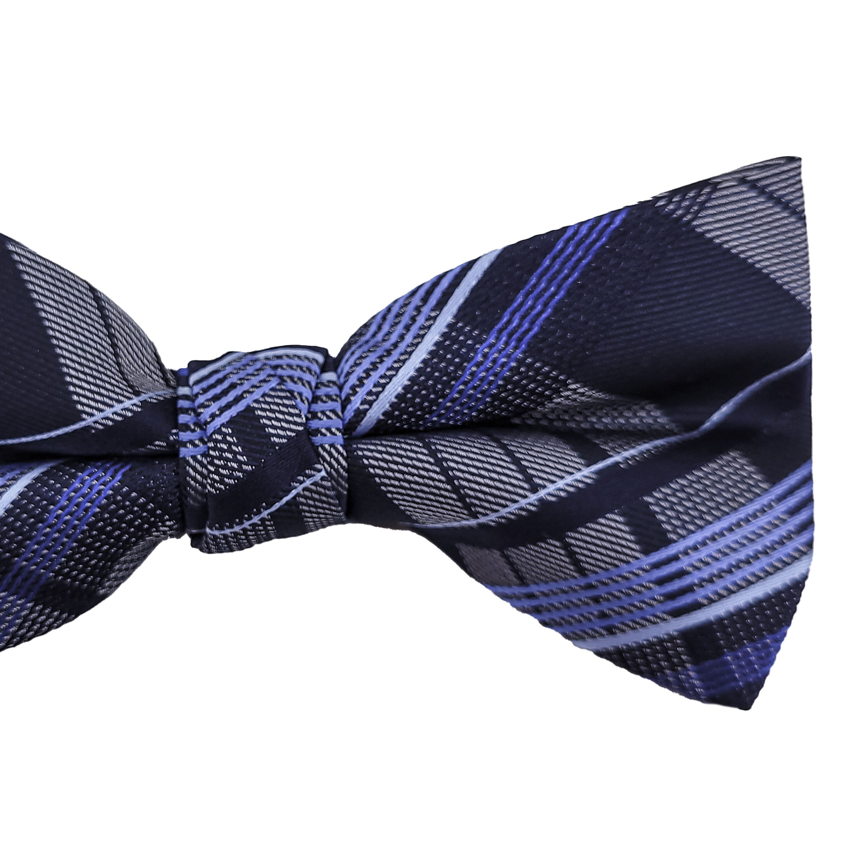 Gravata Brboleta Xadrez Cinza Com Azul