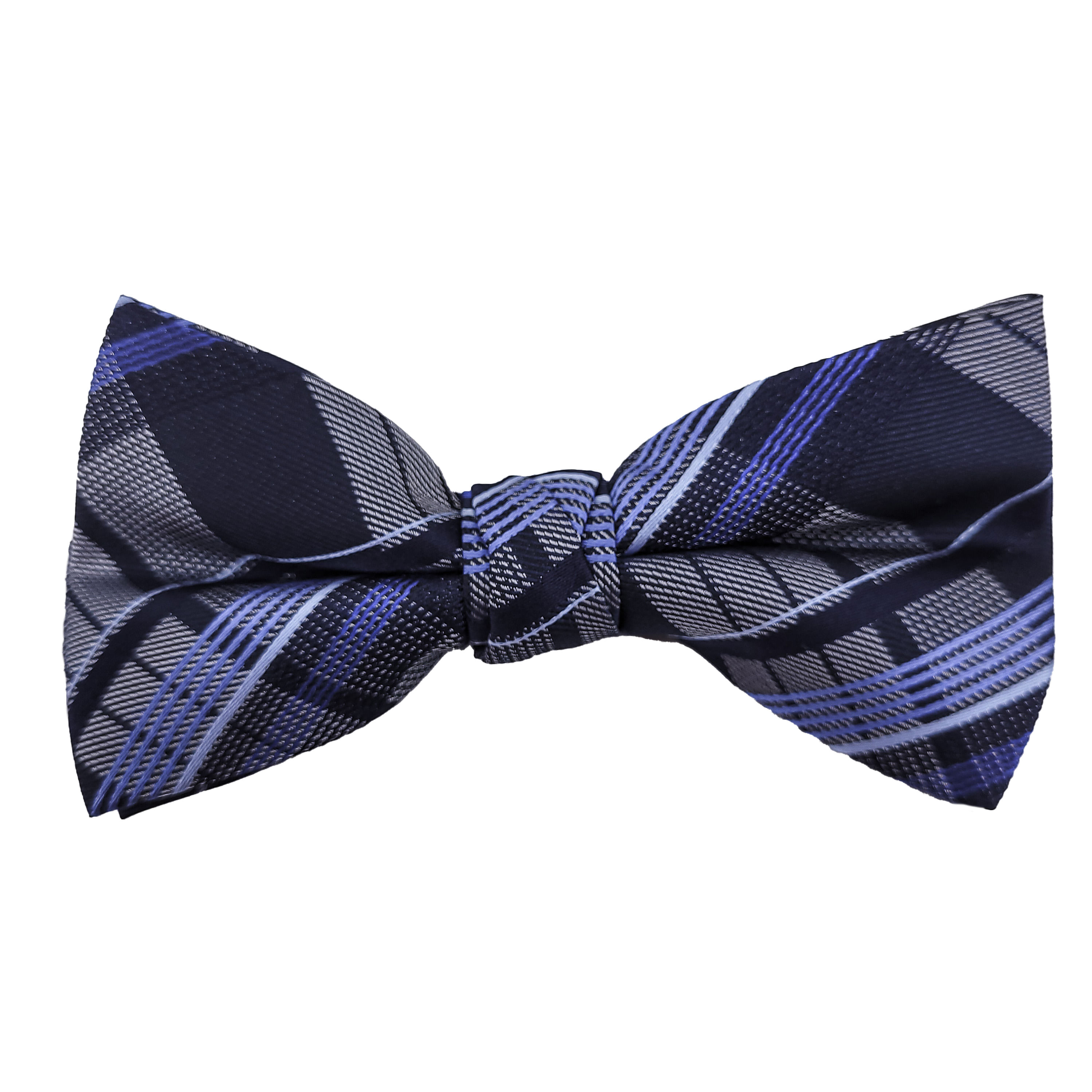 Gravata Brboleta Xadrez Cinza Com Azul - Hover