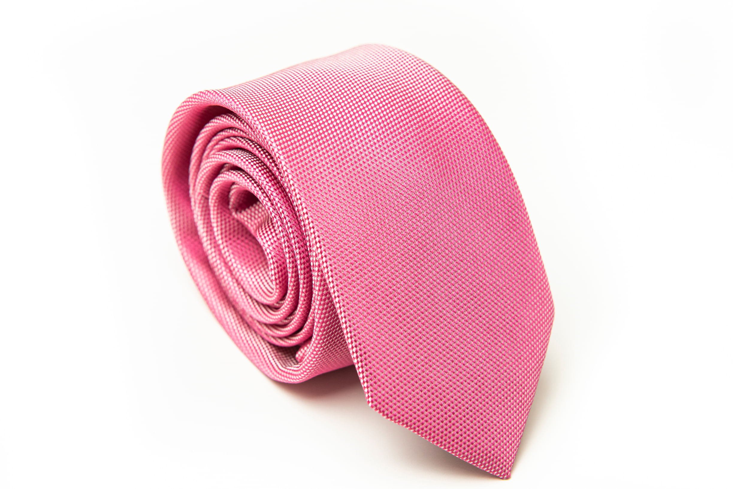 Gravata Slim Rosa Com Detalhes Branco - Hover