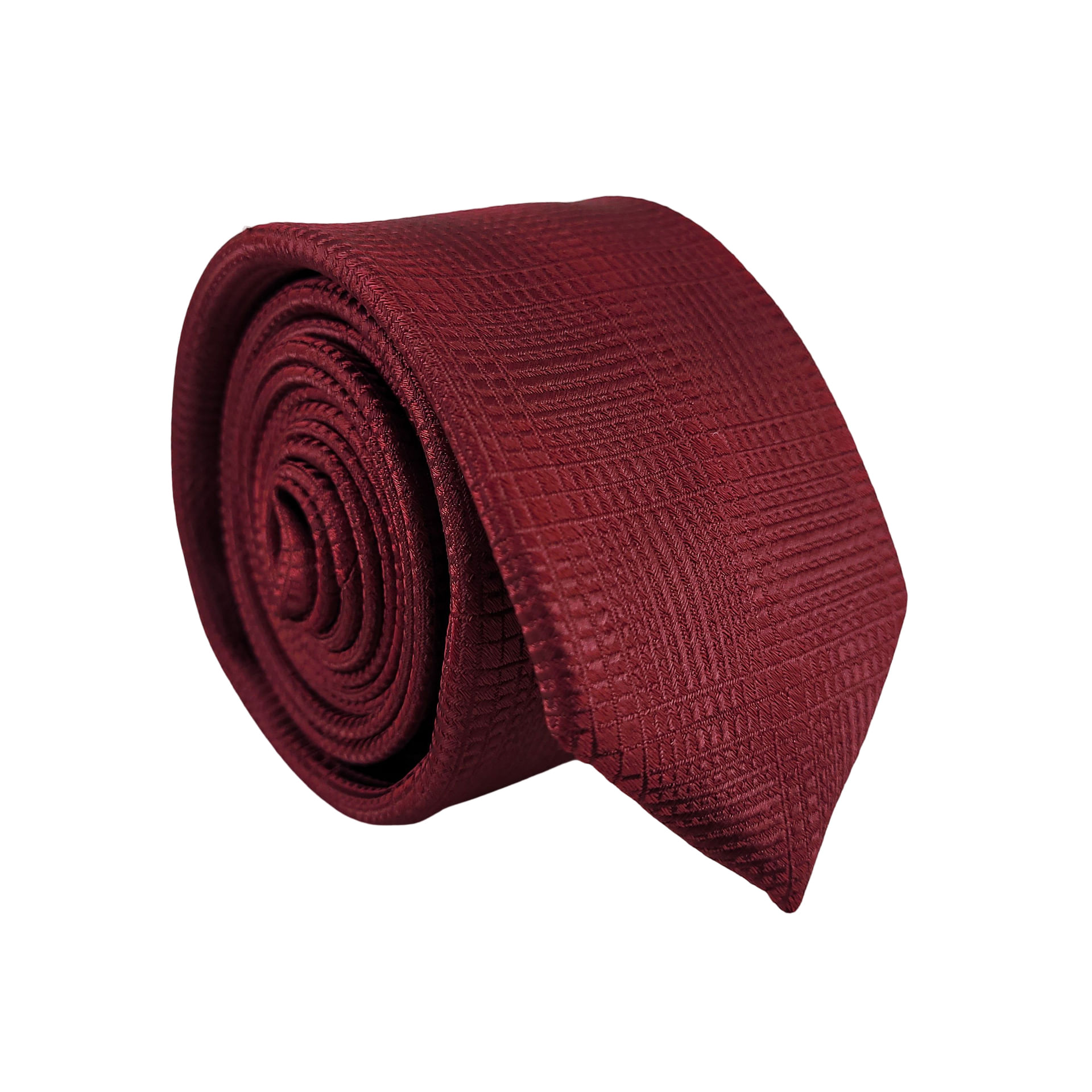 Gravata Slim Jacquard Poliéster Vinho Com Listras Desenhadas - Hover