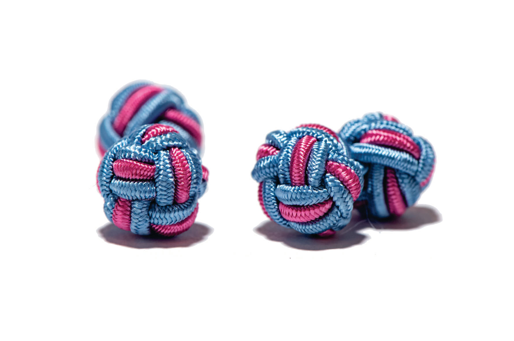 Abotoadura Em Tecido Elástico Nó Rosa Com Azul - Hover