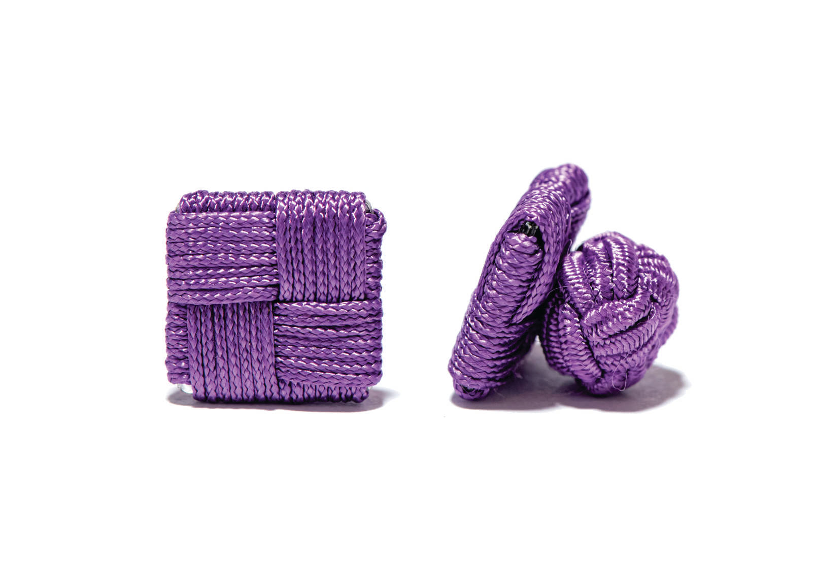 Abotoadura Em Tecido Elástico Nó E Quadrado Roxo
