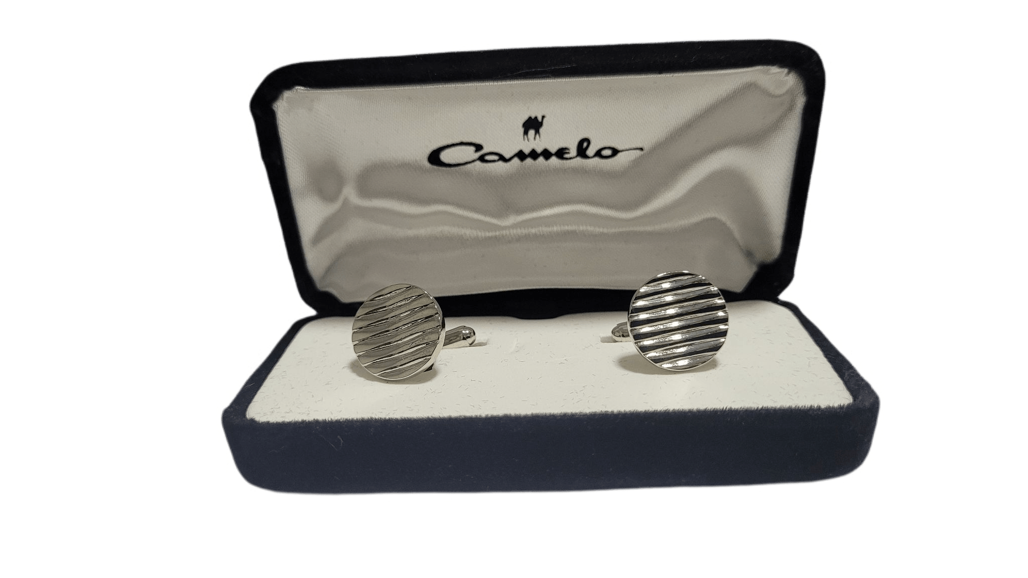 Abotoadura De Metal Prateada Redonda Com Detalhes