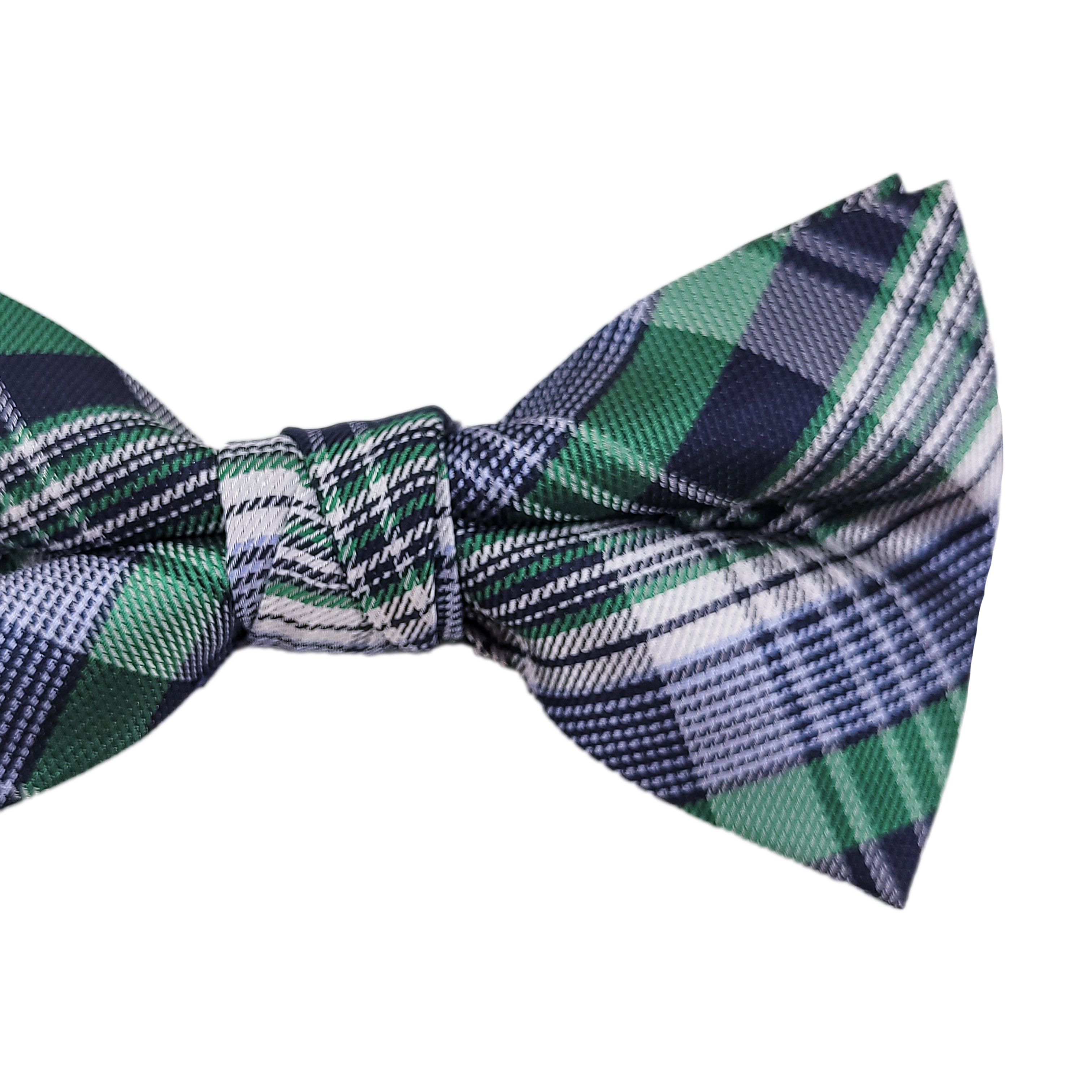 Gravata Borboleta Em Poliéster Xadrez Verde, Azul e Branco