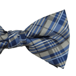 GravataBorboletaXadrezAzulcomCinzaeBranco