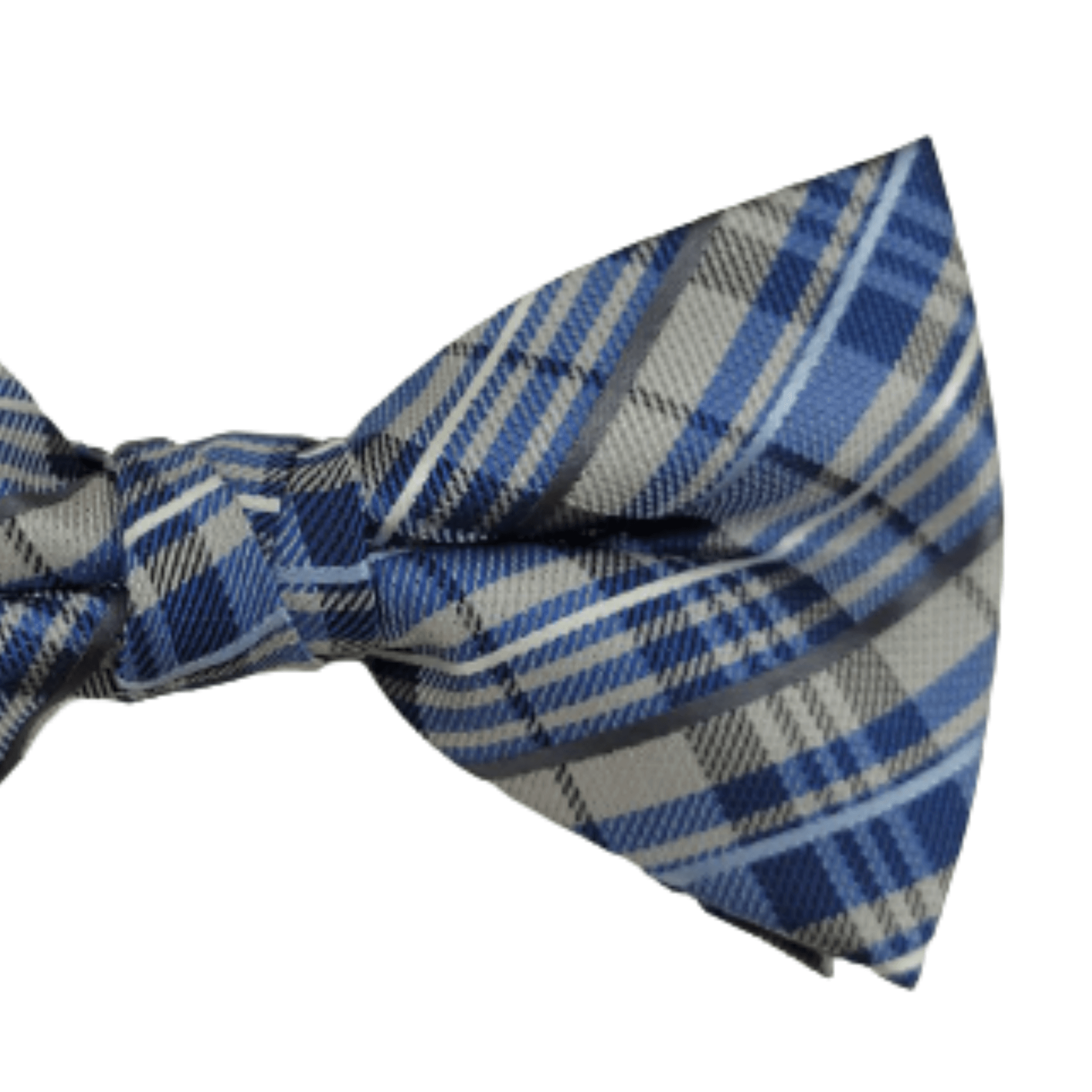 Gravata Borboleta Xadrez Azul  com Cinza e Branco