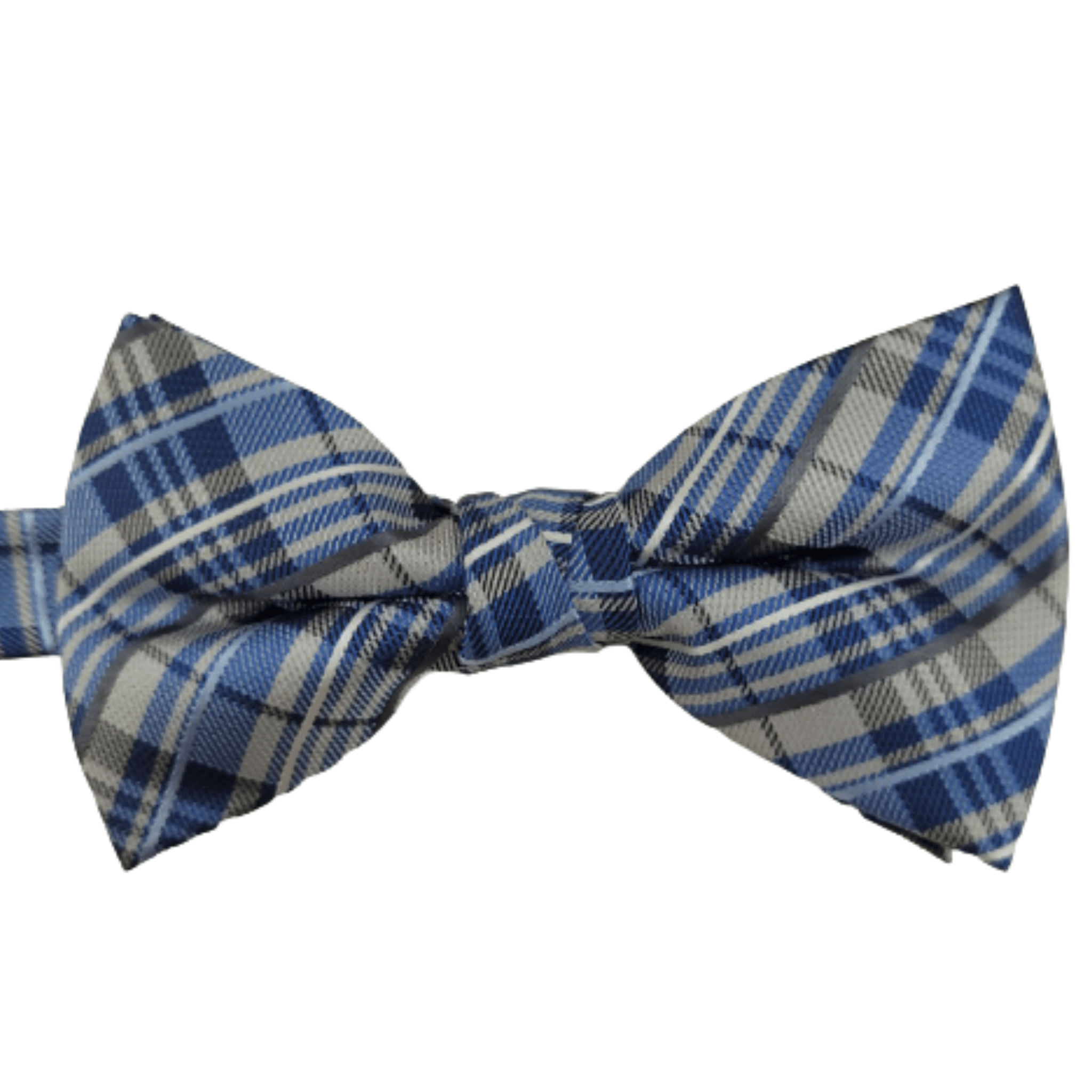 Gravata Borboleta Xadrez Azul  com Cinza e Branco - Hover