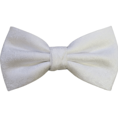 Gravata Borboleta Em Poliéster Branco Com Cashmere - Hover