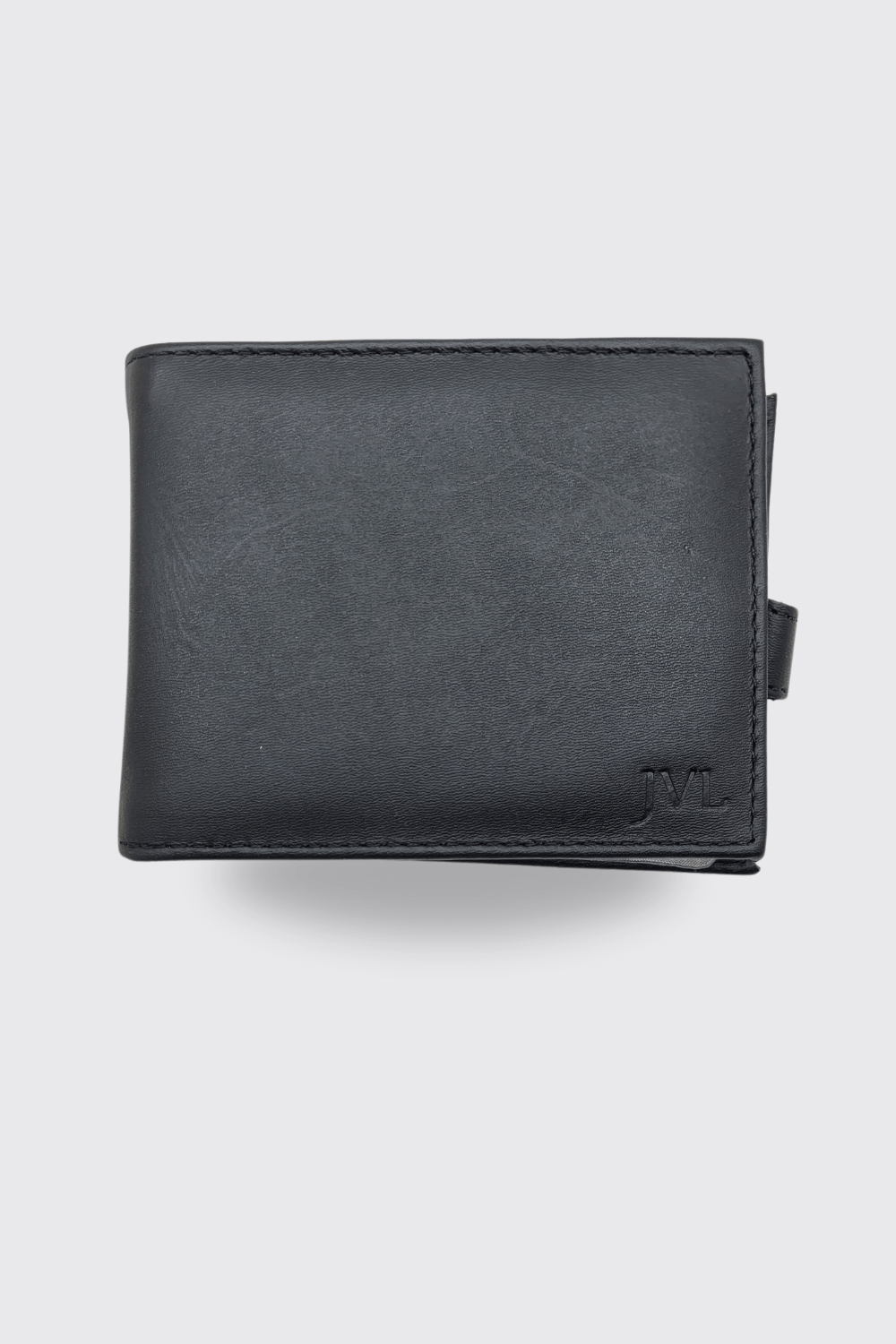 Carteira de Couro Preta com Botão