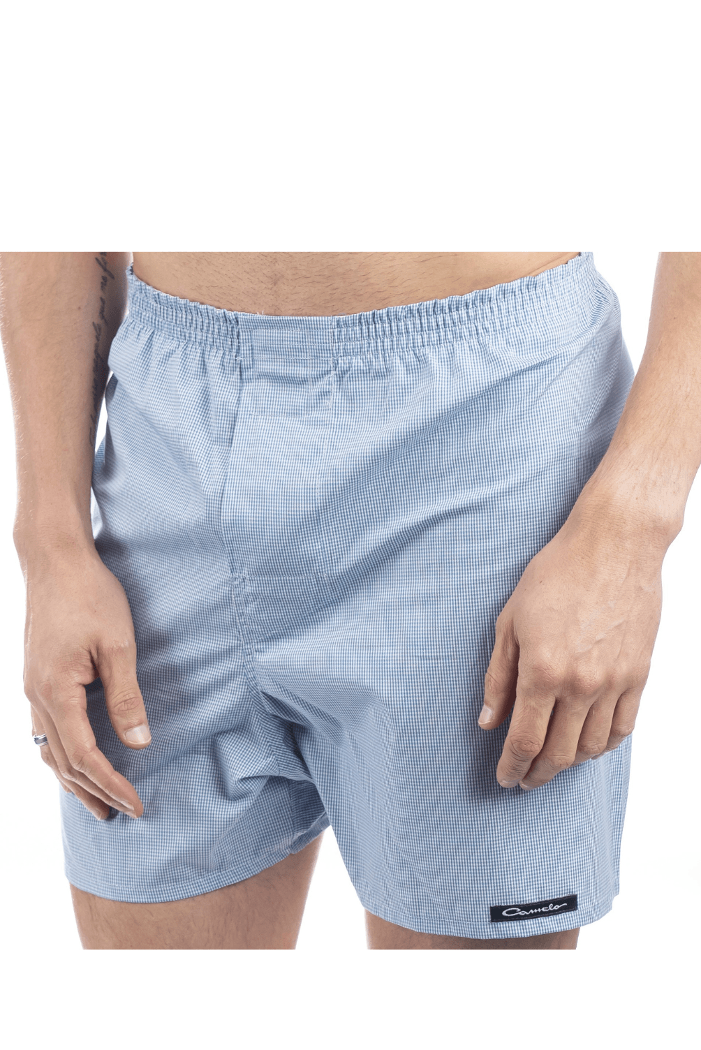 Cueca com Elastico e Botão Xadrez Azul - Hover