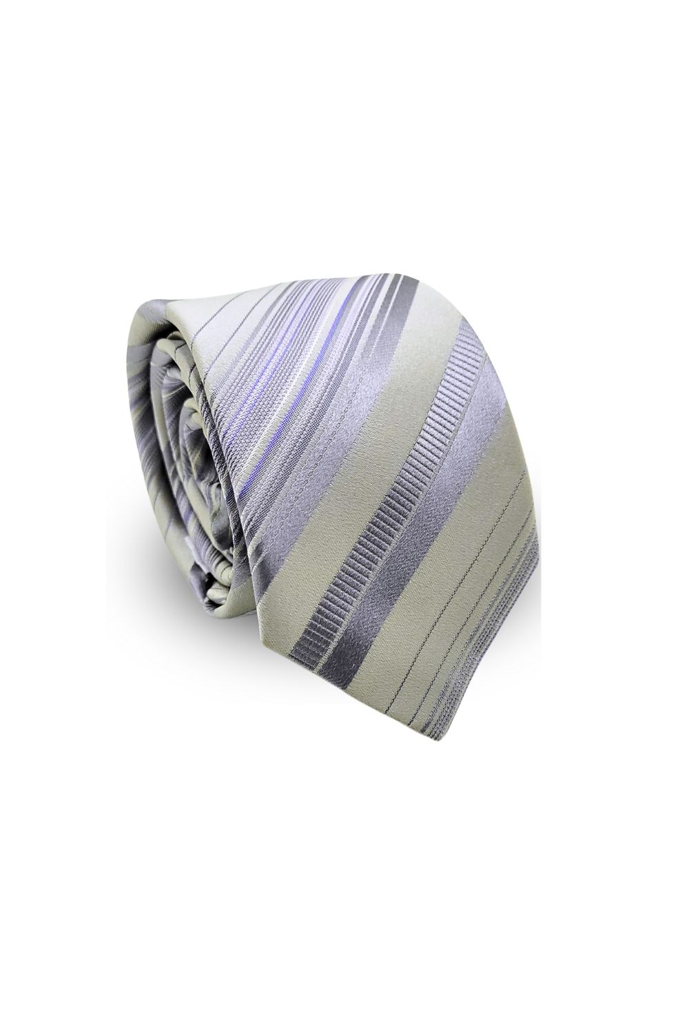 Gravata Tradicional Seda Pierre Cardin Prata com Lilás - Hover