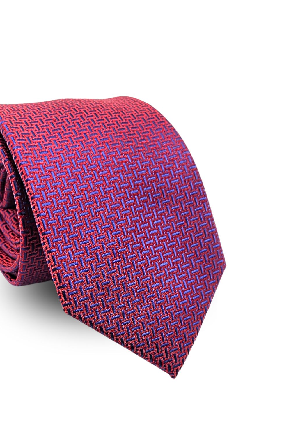 Gravata Tradicional Jacquard Poliéster Pierre Cardin  Vinho com Azul