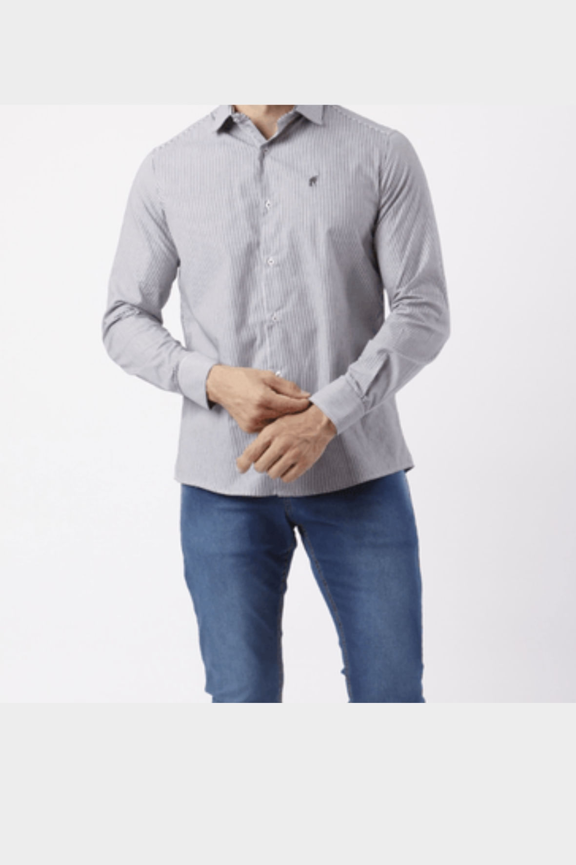 Camisa Custom sem Bolso Manga Longa Azul