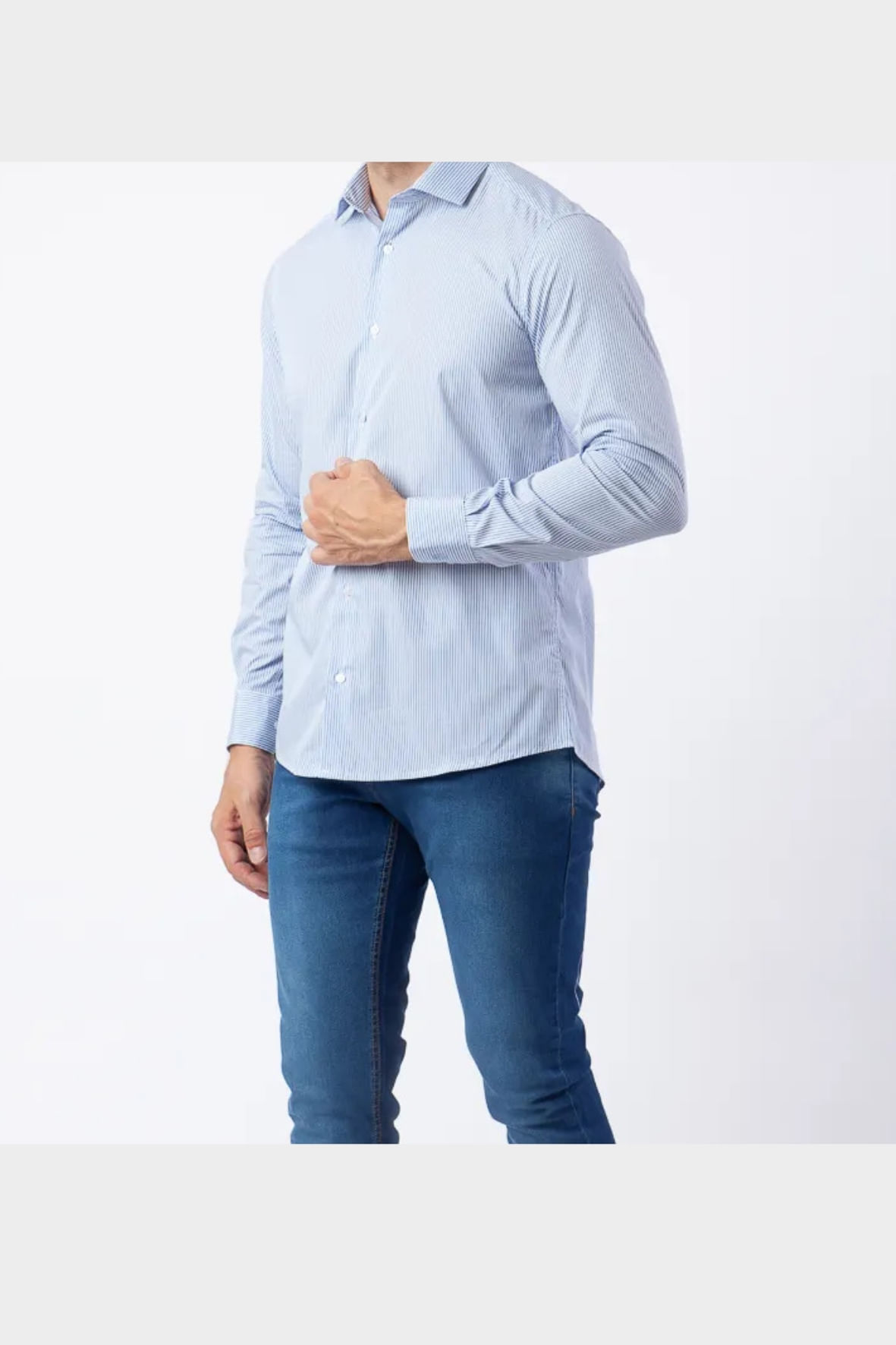 Camisa camelo m/l bordado punho Azul